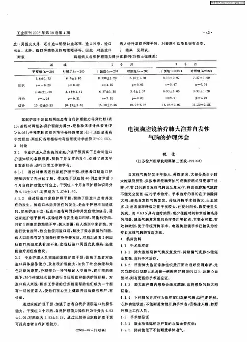 电视胸腔镜治疗肺大泡并自发性气胸的护理体会