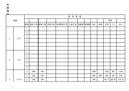 公司薪资等级结构表