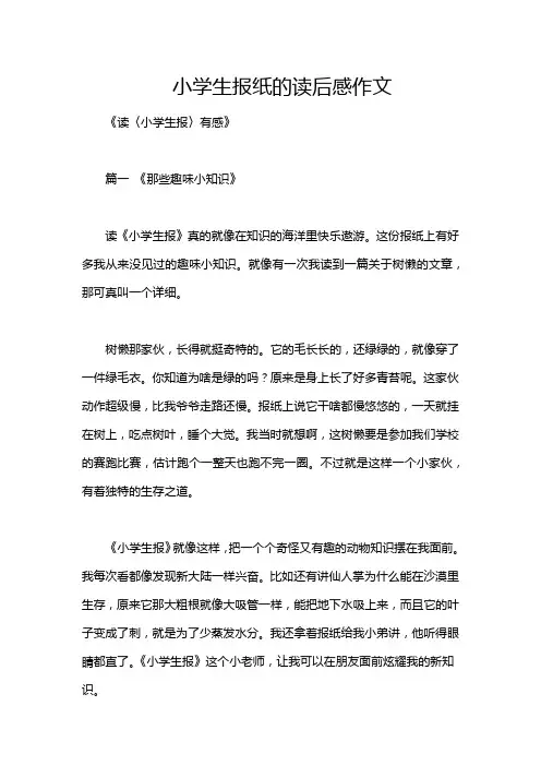 小学生报纸的读后感作文