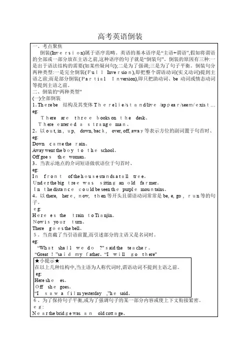 高三英语第二轮复习高考英语倒装导学案