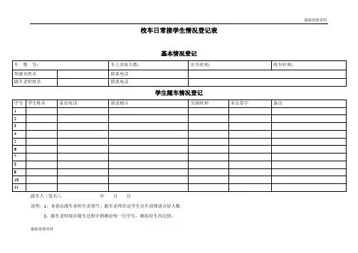 学生疫情返校复学---校车日常接学生情况登记表