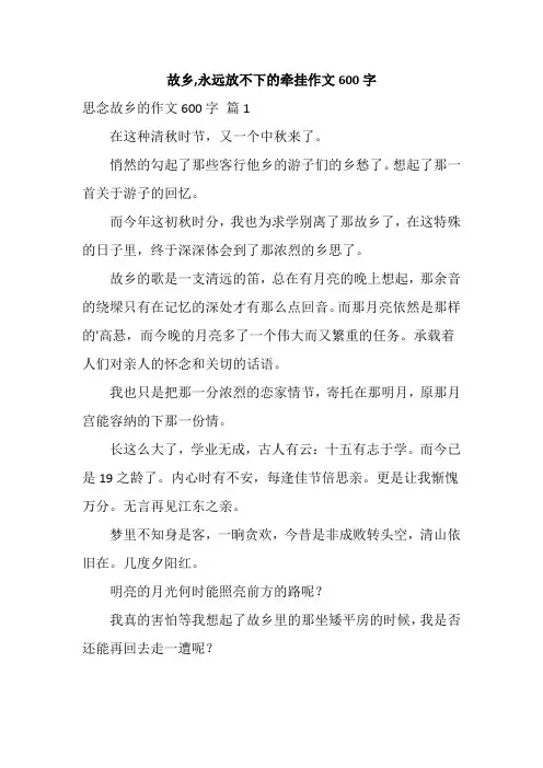故乡,永远放不下的牵挂作文600字