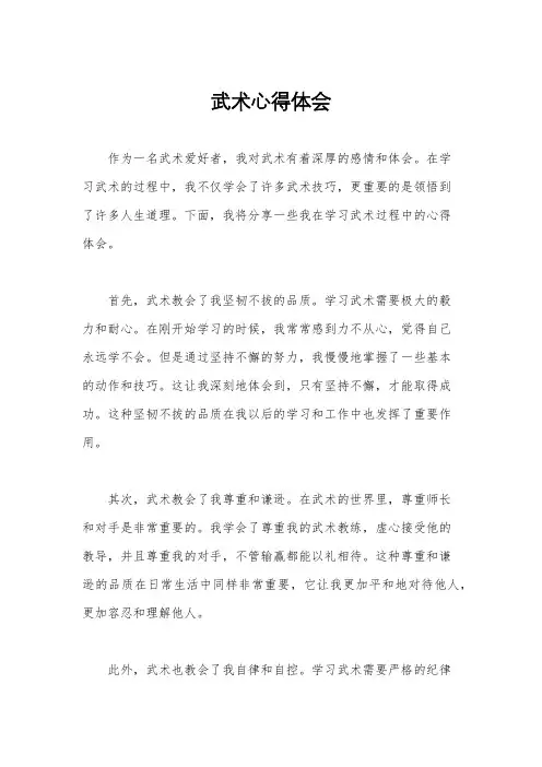 武术心得体会
