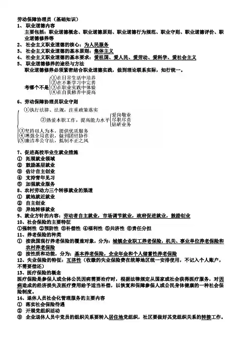 劳动保障协理员考点整理