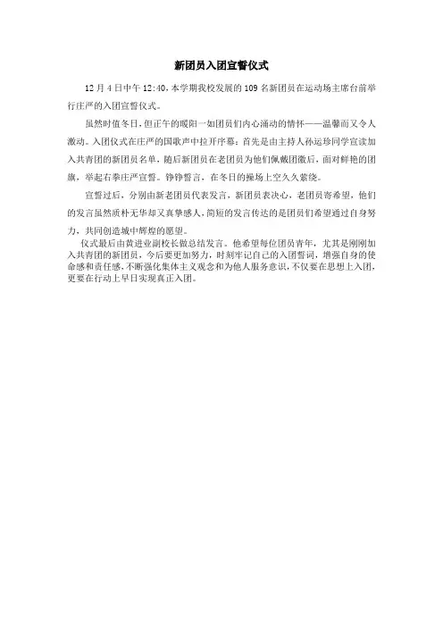 新团员入团宣誓仪式