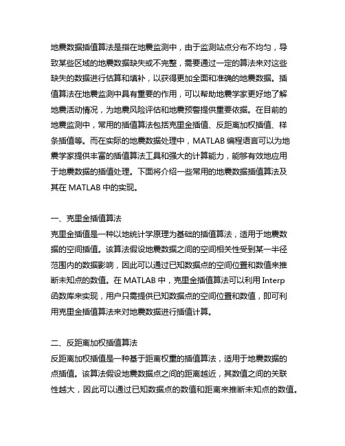 地震数据插值算法 matlab
