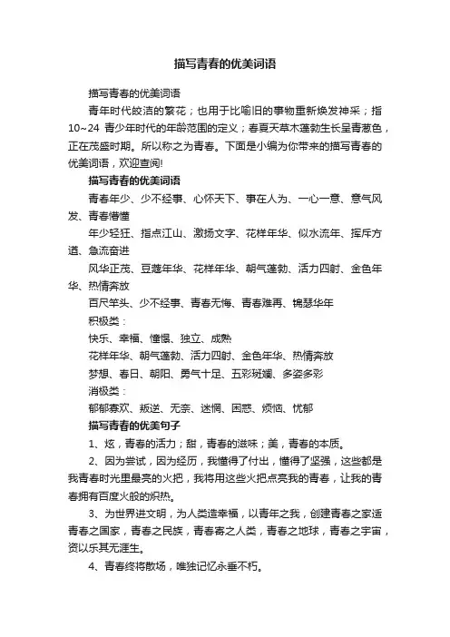 描写青春的优美词语