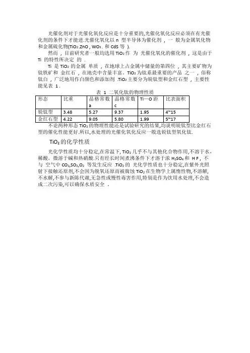 光催化材料要求