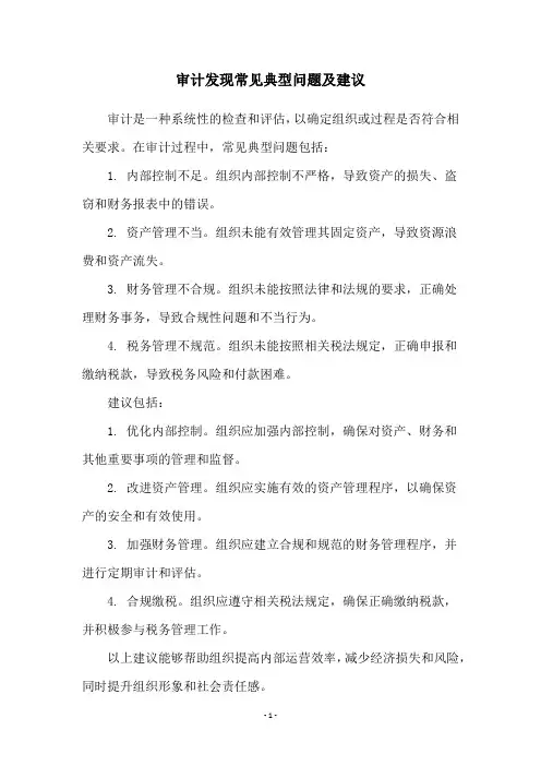 审计发现常见典型问题及建议