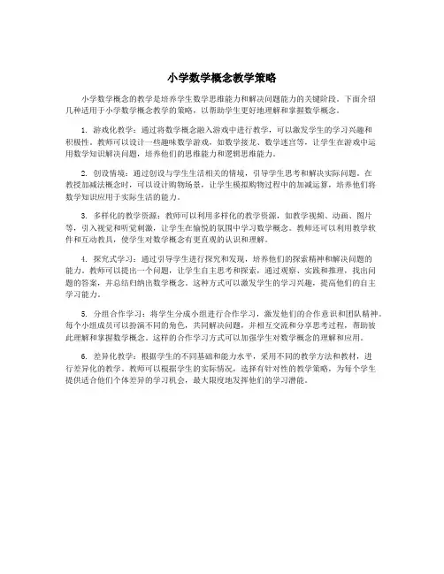 小学数学概念教学策略