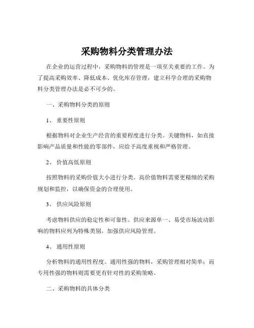采购物料分类管理办法