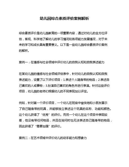 幼儿园综合素质评价案例解析