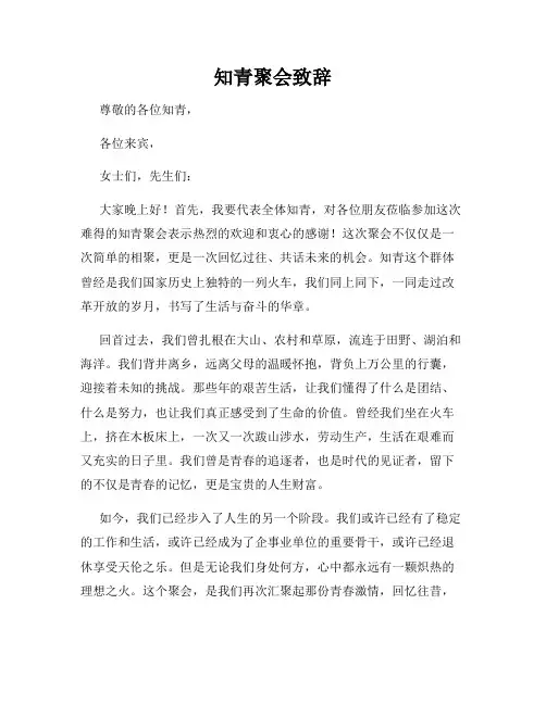 知青聚会致辞
