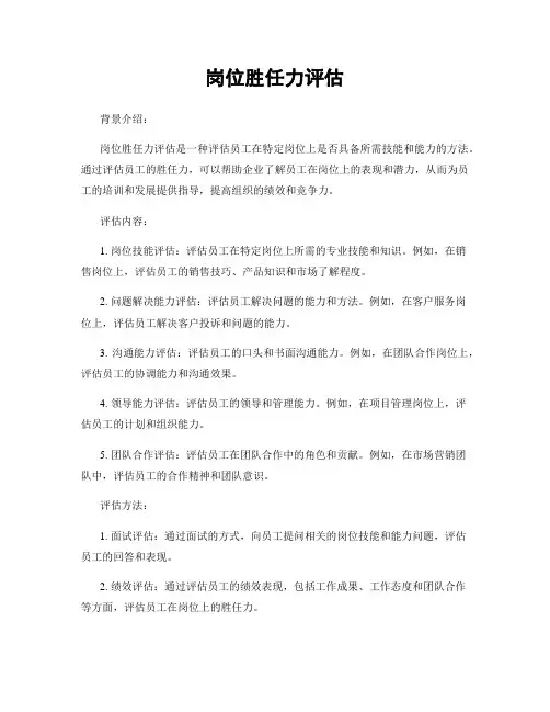 岗位胜任力评估
