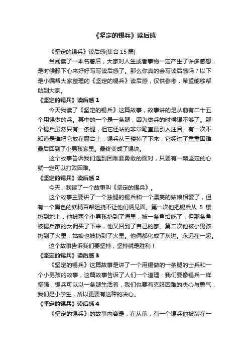 《坚定的锡兵》读后感