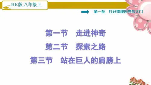 沪科版八年级物理上册(2020秋,上册)：8物理 沪科版 第1章   打开物理世界的大门