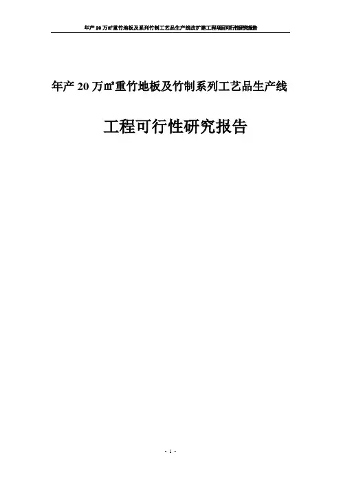 年产20万㎡重竹地板及竹制系列工艺品生产线 工程可行性研究报告