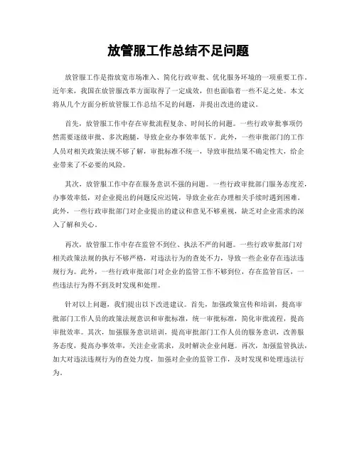 放管服工作总结不足问题