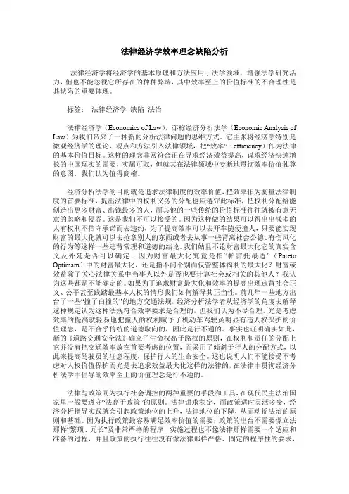 法律经济学效率理念缺陷分析