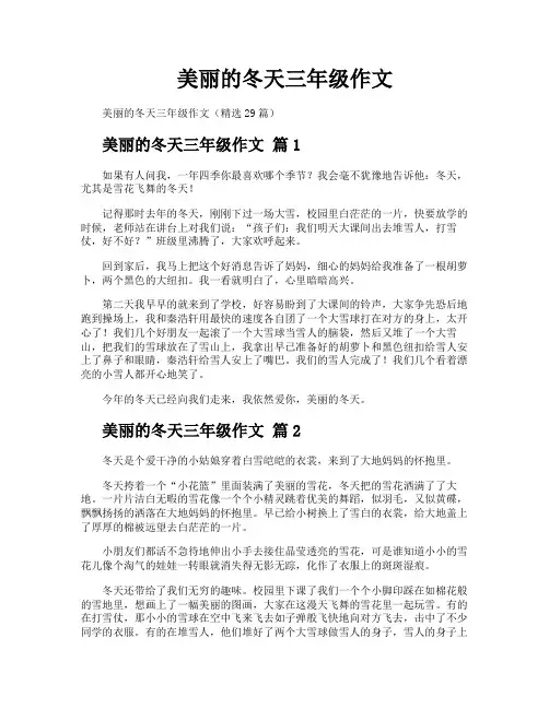 美丽的冬天三年级作文