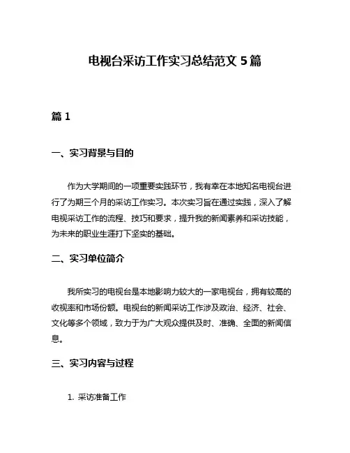电视台采访工作实习总结范文5篇
