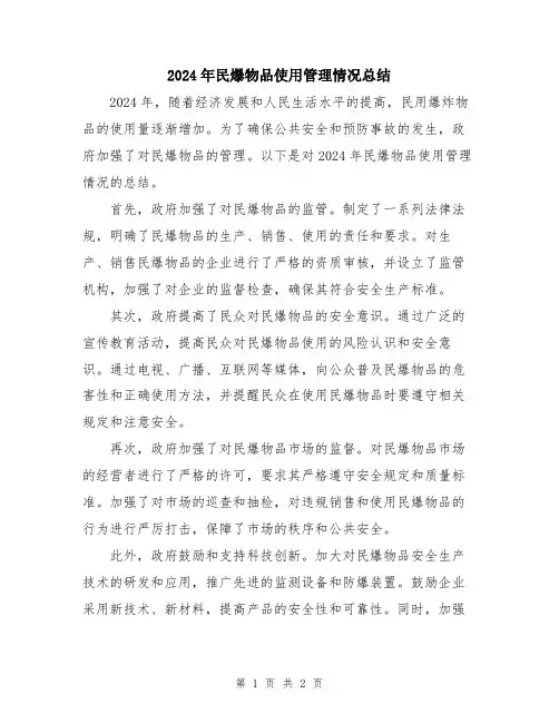 2024年民爆物品使用管理情况总结