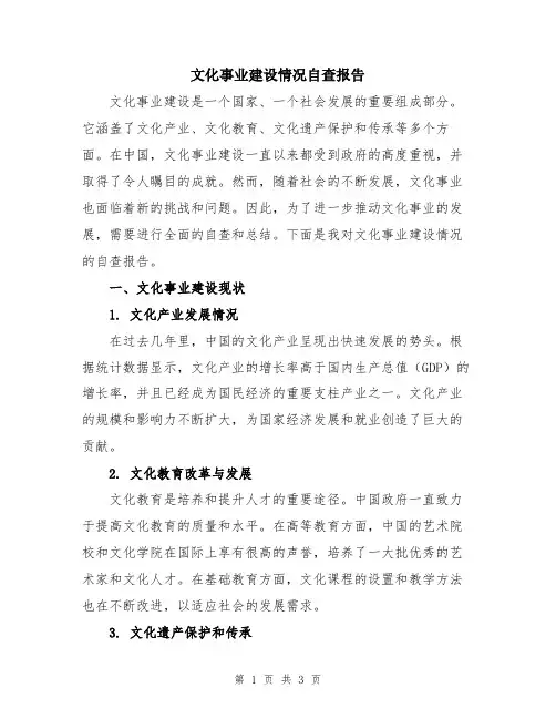 文化事业建设情况自查报告