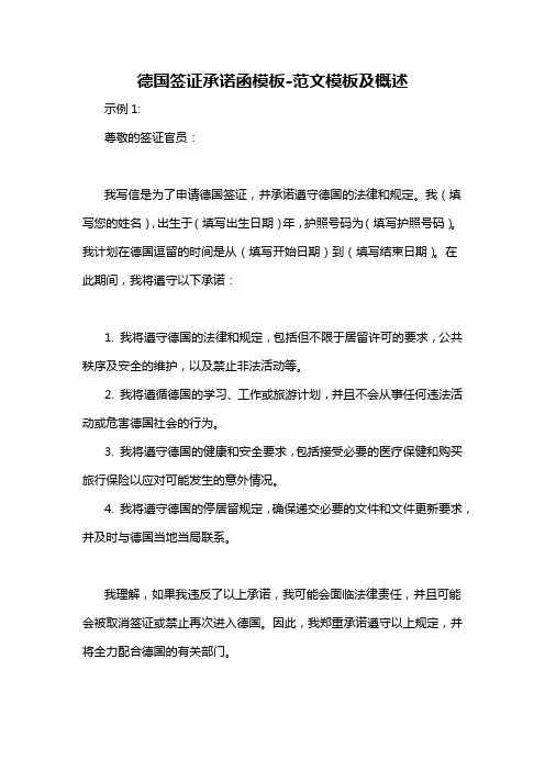 德国签证承诺函模板-概述说明以及解释
