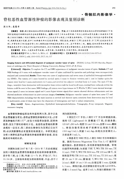 脊柱恶性血管源性肿瘤的影像表现及鉴别诊断