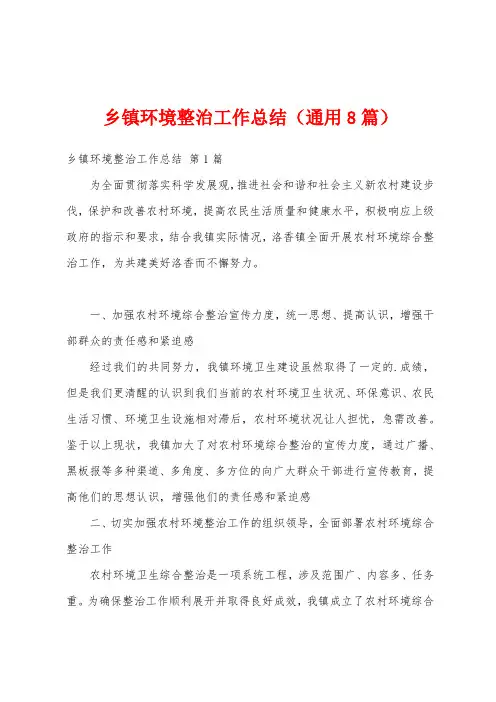 乡镇环境整治工作总结(通用8篇)