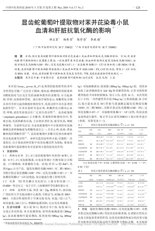 显齿蛇葡萄叶提取物对苯并芘染毒小鼠血清和肝脏抗氧化酶的影响
