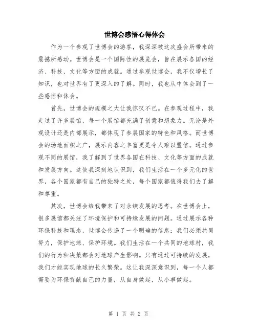 世博会感悟心得体会