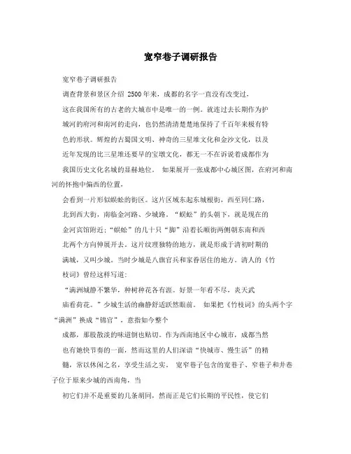 宽窄巷子调研报告