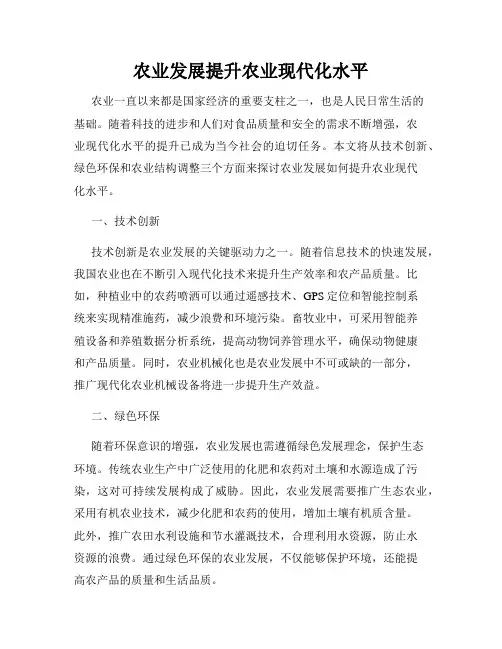 农业发展提升农业现代化水平