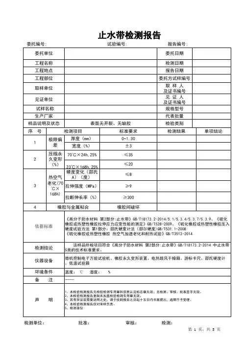 止水带检测报告格式