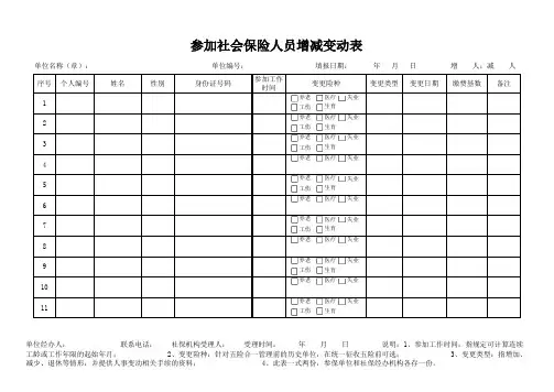 社保人员增减变动表