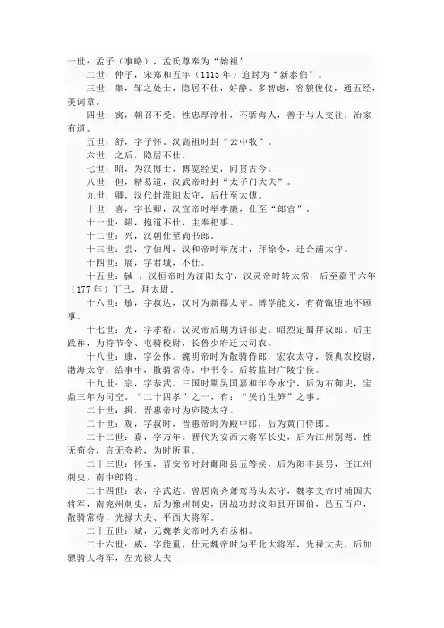 孟氏家谱