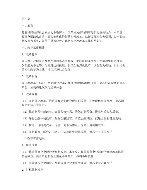 年度改革总结报告(3篇)