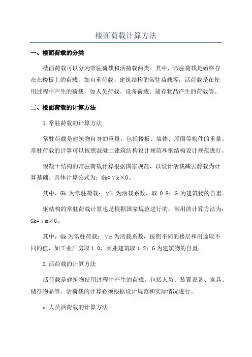楼面荷载计算方法