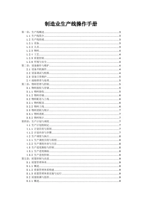 制造业生产线操作手册