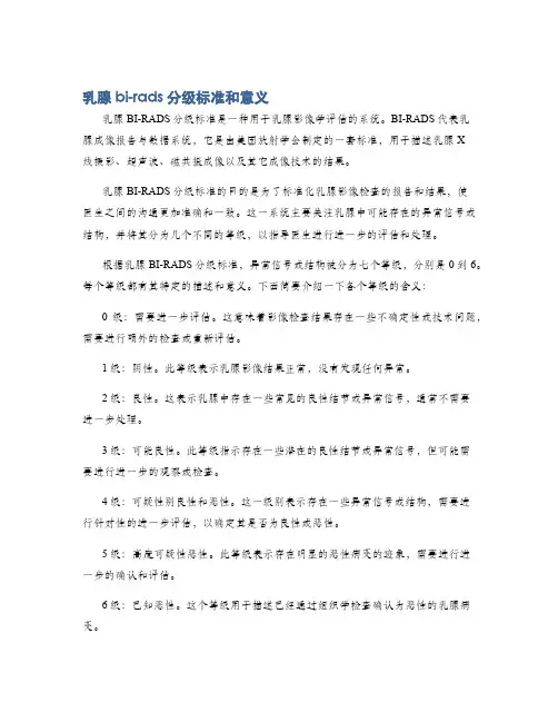 乳腺bi-rads分级标准和意义