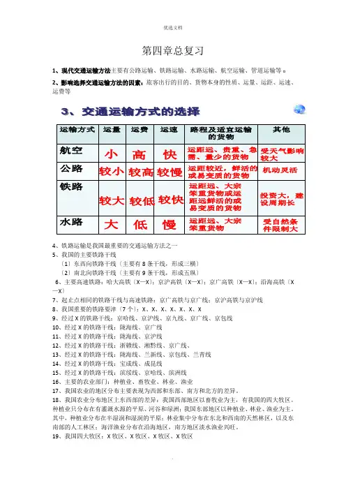 八年级地理上册第四章知识点总复习