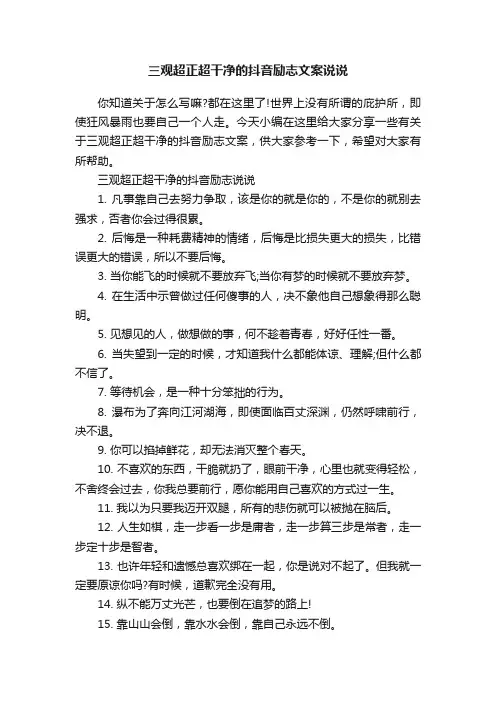 三观超正超干净的抖音励志文案说说