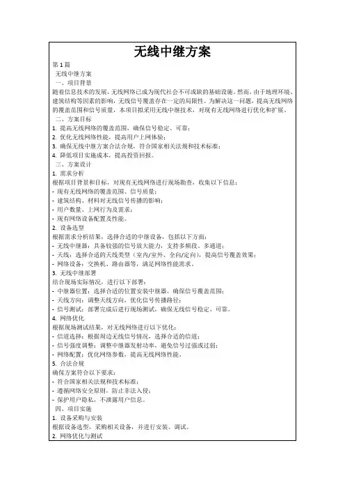无线中继方案