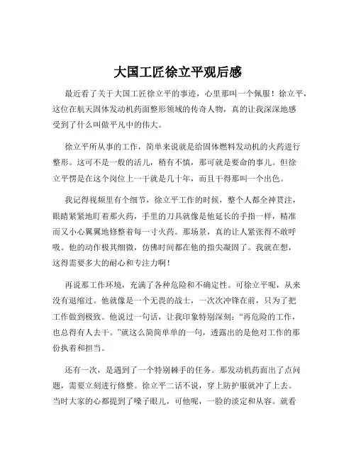 大国工匠徐立平观后感