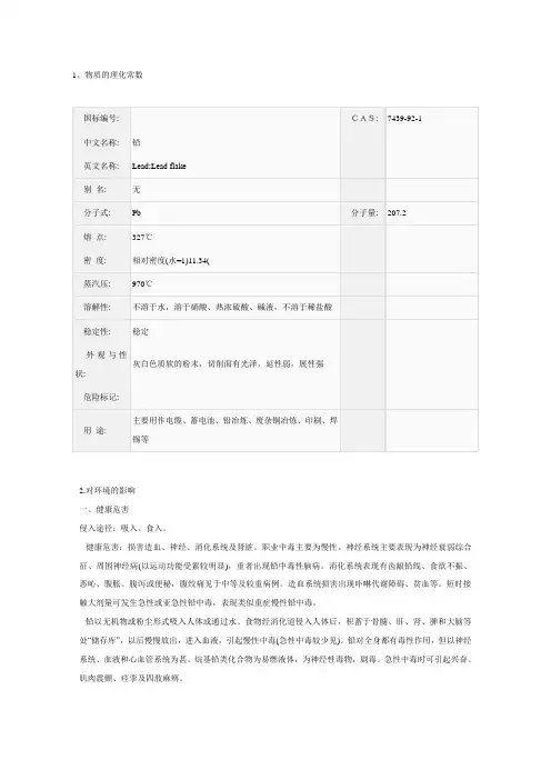RoHS限制重金属MSDS
