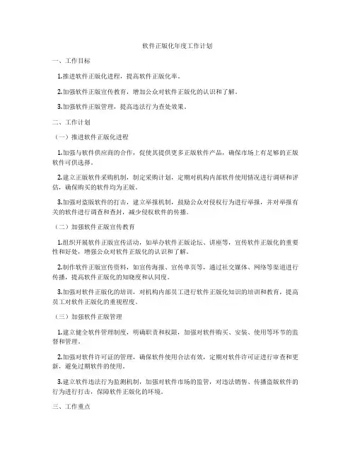 软件正版化年度工作计划
