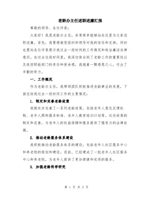 老龄办主任述职述廉汇报