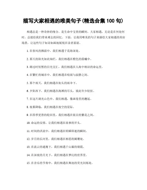 描写大家相遇的唯美句子(精选合集100句)