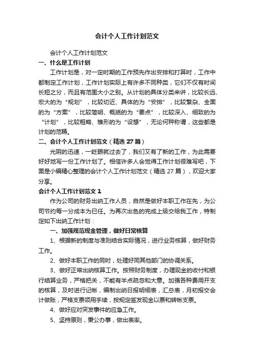 会计个人工作计划范文（精选27篇）